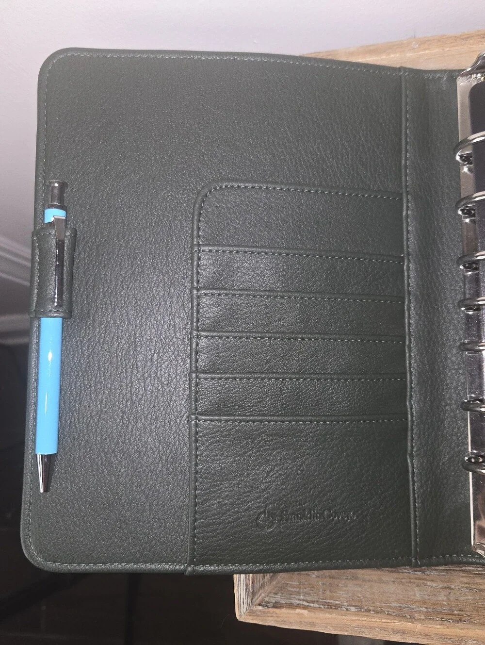 FranklinCovey Classic Leather Planner Binder Organizer 7-Ring Olive Green 81704